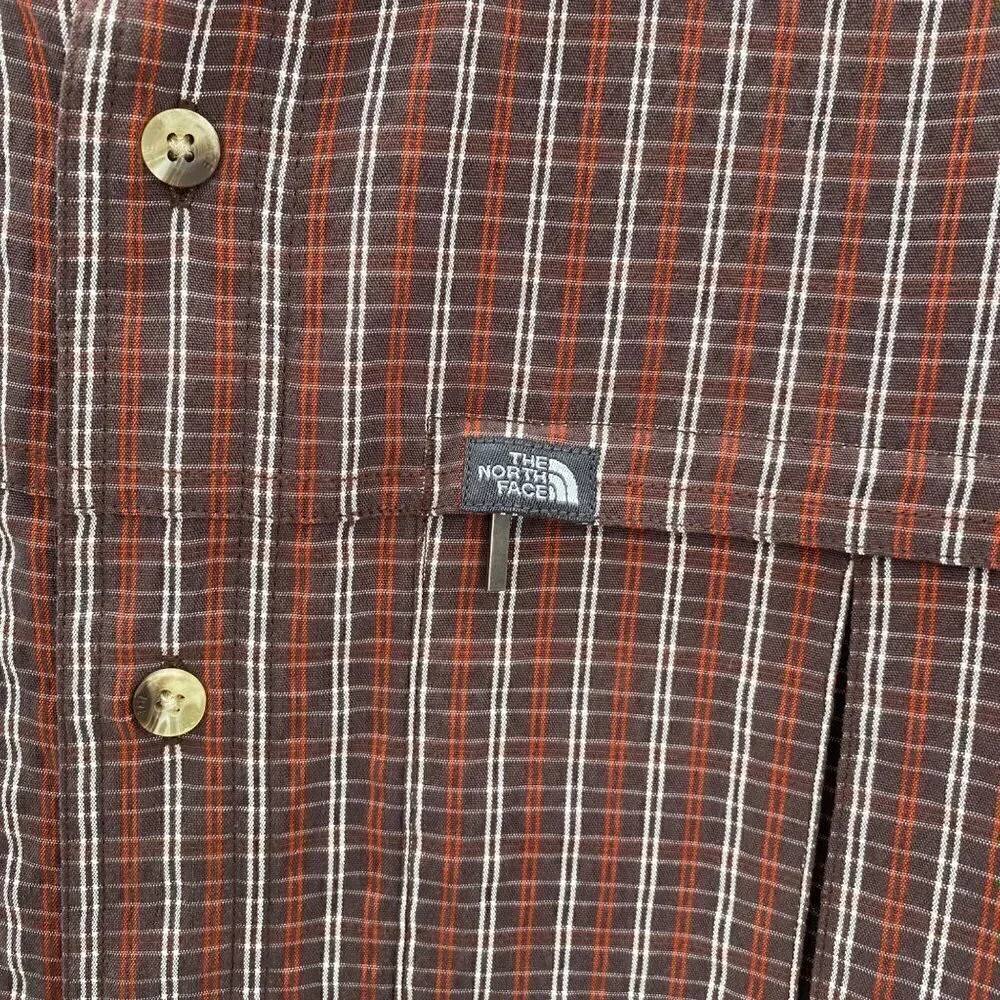 The North Face Brown/Red/White Plaid Long Sleeve Shirt Men's Size XL